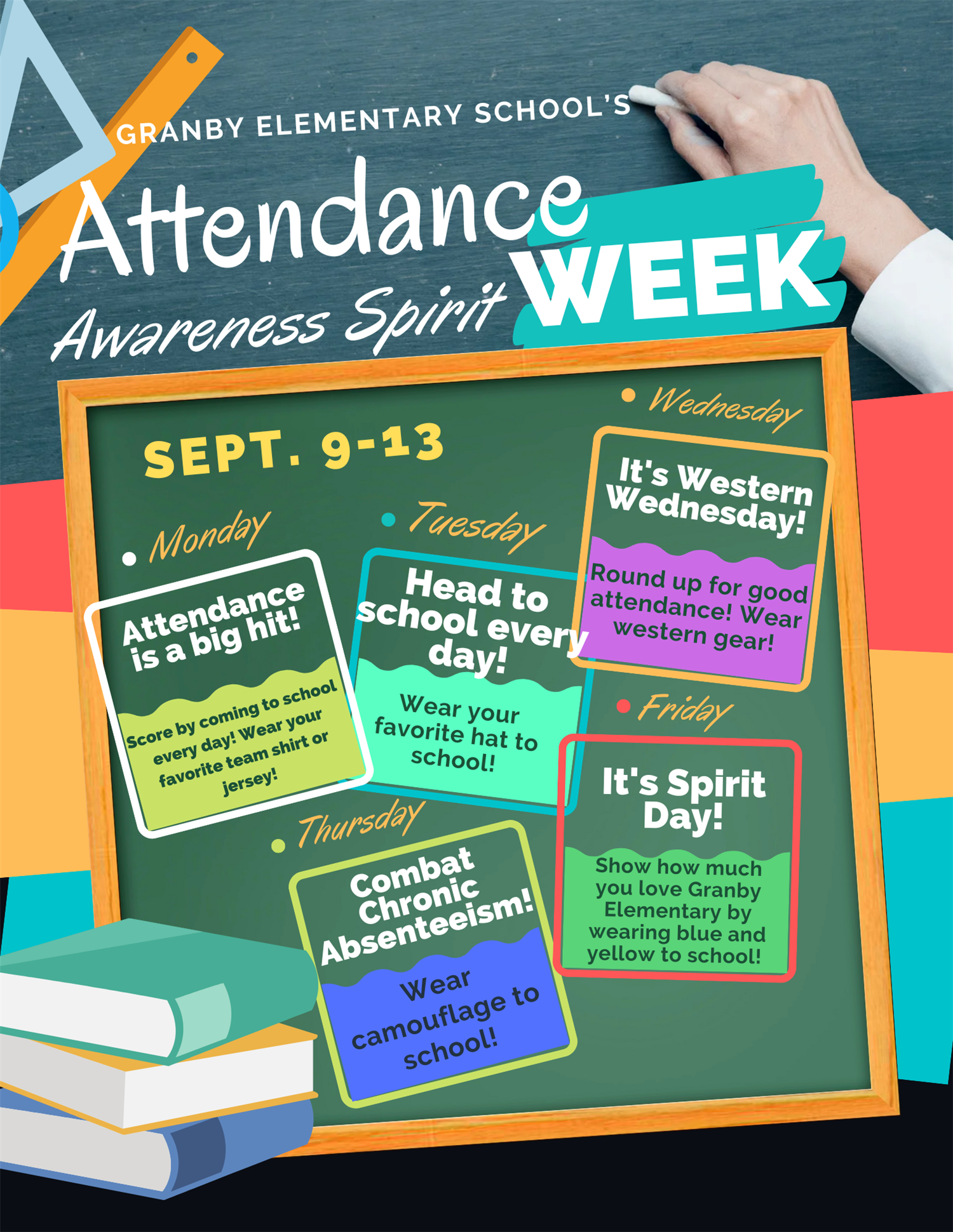 Daily information has the wardrobe to wear to school for spirit week